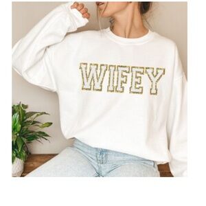White Wifey sequin Sweatshirt